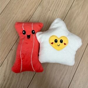 Adorable Red and White bacon and eggs Plush Toy Set
